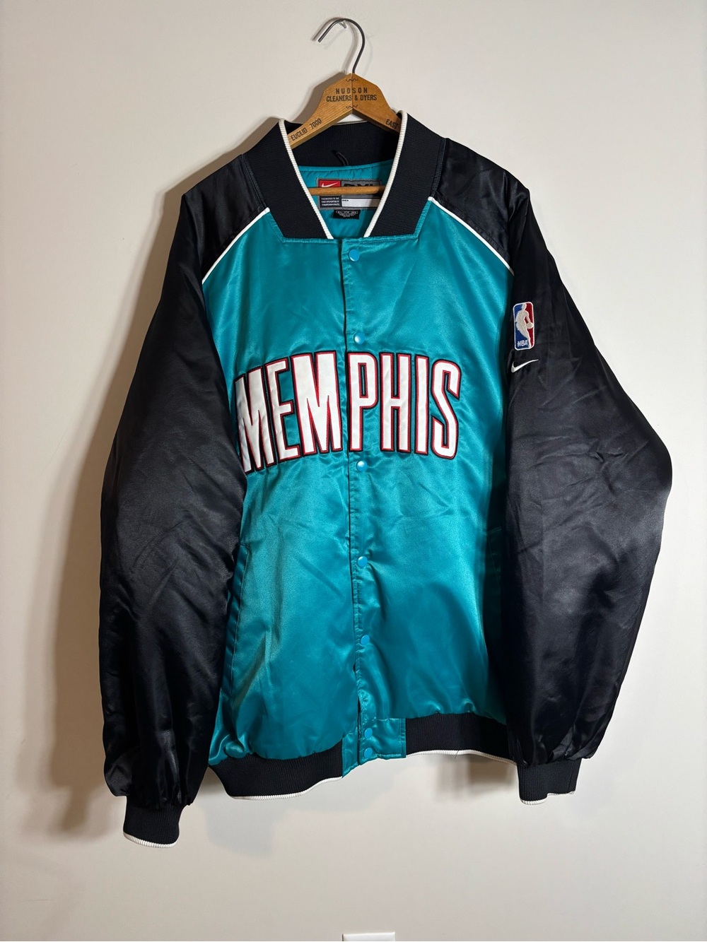 Vintage Nike NBA Memphis Grizzlies Satin Varsity Bomber Jacket 3XL